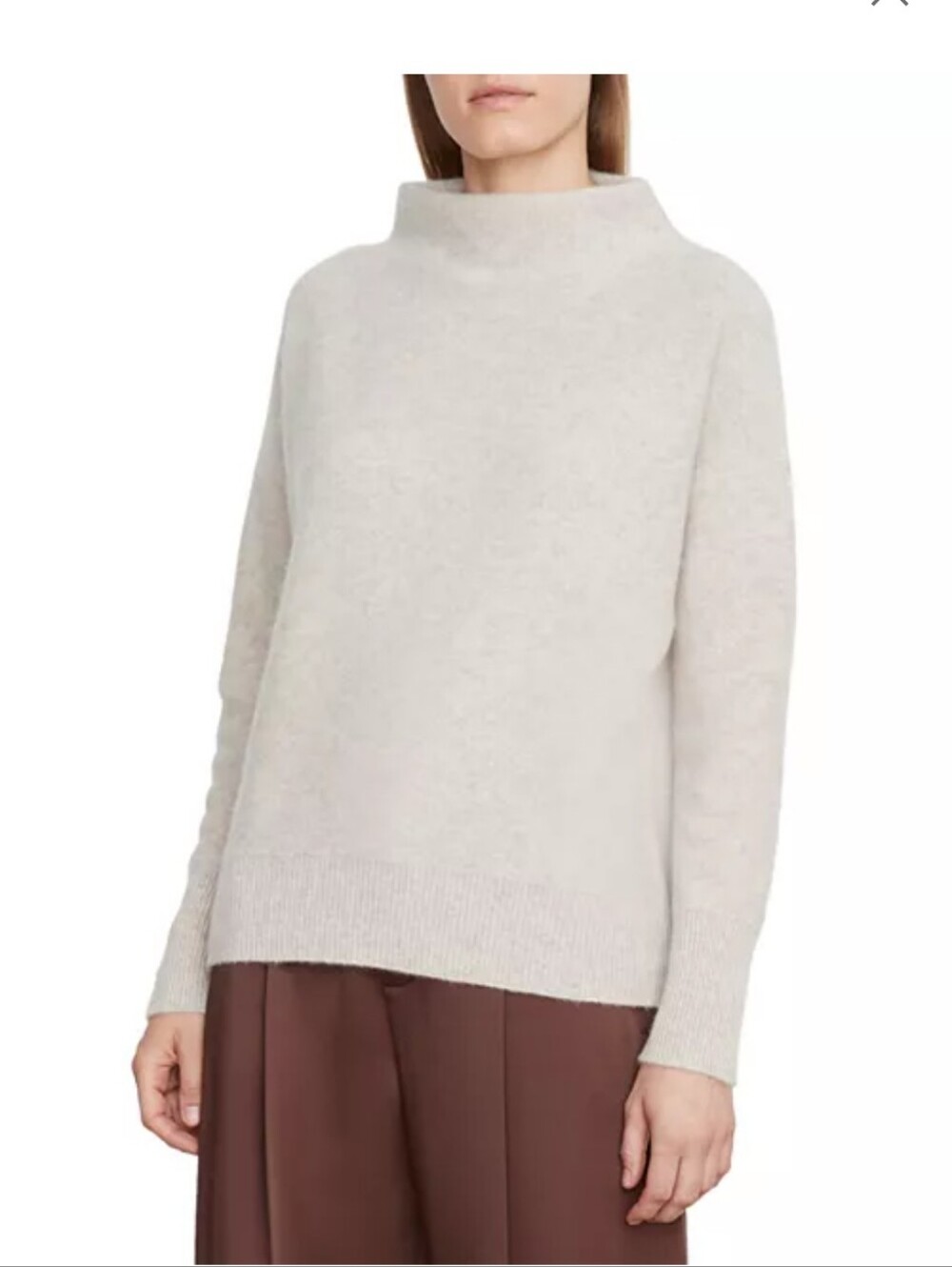 Vince☆Boiled Cashmere Funnel Neck Sweater- Heather Platinum